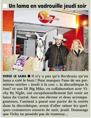 Sortie Serge Le Lama en boîte de nuit à Vichy